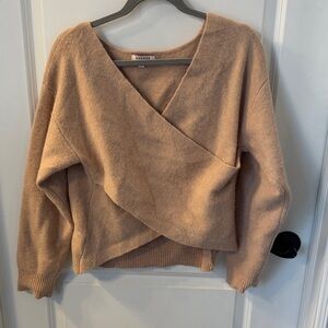 Andree V-Neck Wrap Sweater in Tan